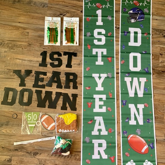 First Year Down First Birthday Football Theme Party Supplies - Picture 1 of 7